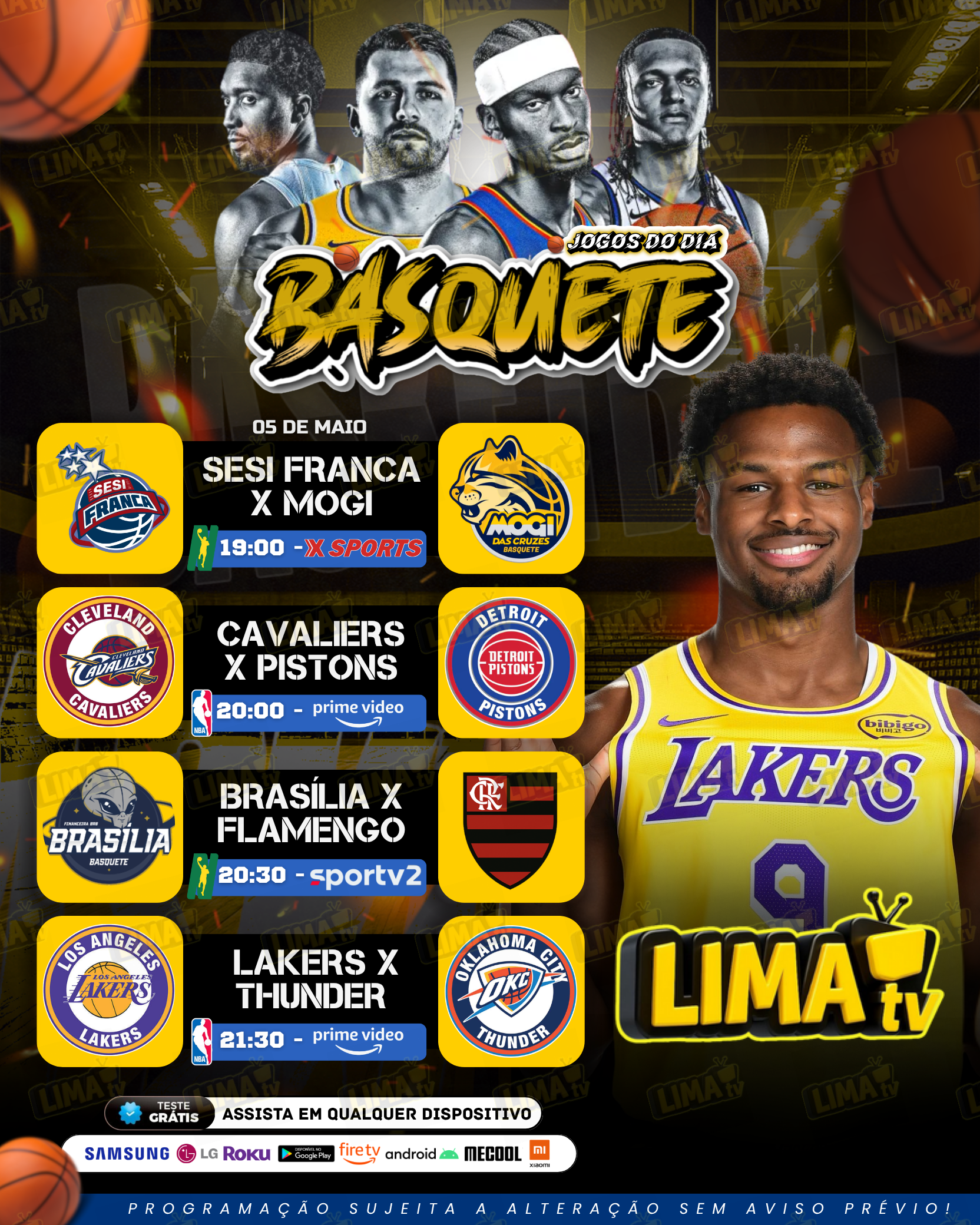 Jogos da NBA hoje com transmissão ao vivo